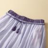 imageIDEALSANXUN Linen Skirts for Women Casual Lightweight 2024 Summer Vintage A Line Drawstring Elastic High Waist Midi SkirtsPurple