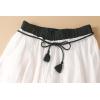 imageIDEALSANXUN Linen Skirts for Women Casual Lightweight 2024 Summer Vintage A Line Drawstring Elastic High Waist Midi SkirtsWhite