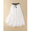 imageIDEALSANXUN Linen Skirts for Women Casual Lightweight 2024 Summer Vintage A Line Drawstring Elastic High Waist Midi SkirtsWhite