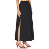 imageIDEALSANXUN Linen Skirts for Women Spring Summer A Line Drawstring Elastic High Waisted Casual Flowy Midi Skirt with SlitBlack