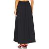 imageIDEALSANXUN Linen Skirts for Women Spring Summer A Line Drawstring Elastic High Waisted Casual Flowy Midi Skirt with SlitBlack