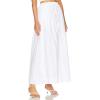 imageIDEALSANXUN Linen Skirts for Women Spring Summer A Line Drawstring Elastic High Waisted Casual Flowy Midi Skirt with SlitWhite