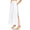 imageIDEALSANXUN Linen Skirts for Women Spring Summer A Line Drawstring Elastic High Waisted Casual Flowy Midi Skirt with SlitWhite