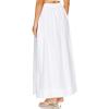 imageIDEALSANXUN Linen Skirts for Women Spring Summer A Line Drawstring Elastic High Waisted Casual Flowy Midi Skirt with SlitWhite