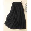 imageIDEALSANXUN Linen Skirts for Women Spring Summer A Line Elastic High Waisted Casual Drawstring Flowy Midi SkirtBlack