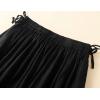 imageIDEALSANXUN Linen Skirts for Women Spring Summer A Line Elastic High Waisted Casual Drawstring Flowy Midi SkirtBlack