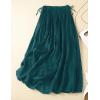 imageIDEALSANXUN Linen Skirts for Women Spring Summer A Line Elastic High Waisted Casual Drawstring Flowy Midi SkirtGreen