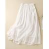 imageIDEALSANXUN Linen Skirts for Women Spring Summer A Line Elastic High Waisted Casual Drawstring Flowy Midi SkirtWhite