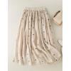 imageIDEALSANXUN Linen Skirts for Women Spring Summer A Line Flowy Casual Elastic High Waisted Polka Dot Midi SkirtBeige