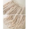 imageIDEALSANXUN Linen Skirts for Women Spring Summer A Line Flowy Casual Elastic High Waisted Polka Dot Midi SkirtBeige