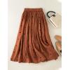 imageIDEALSANXUN Linen Skirts for Women Spring Summer A Line Flowy Casual Elastic High Waisted Polka Dot Midi SkirtOrange