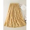 imageIDEALSANXUN Linen Skirts for Women Spring Summer A Line Flowy Casual Elastic High Waisted Polka Dot Midi SkirtYellow