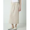 imageIDEALSANXUN Linen Skirts for Women Spring Summer Casual Trendy Elastic High Waisted Cotton Midi Skirt with PocketsBeige