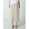 imageIDEALSANXUN Linen Skirts for Women Spring Summer Casual Trendy Elastic High Waisted Cotton Midi Skirt with PocketsBeige