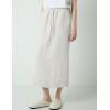 imageIDEALSANXUN Linen Skirts for Women Spring Summer Casual Trendy Elastic High Waisted Cotton Midi Skirt with PocketsWhite
