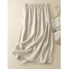 imageIDEALSANXUN Linen Skirts for Women Spring Summer Outfits A Line Elastic High Waisted Casual Lightweight Flowy Midi SkirtBeige