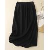 imageIDEALSANXUN Linen Skirts for Women Spring Summer Outfits A Line Elastic High Waisted Casual Lightweight Flowy Midi SkirtBlack