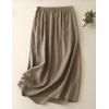 imageIDEALSANXUN Linen Skirts for Women Spring Summer Outfits A Line Elastic High Waisted Casual Lightweight Flowy Midi SkirtCoffee