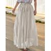 imageIDEALSANXUN Linen Skirts for Women Spring Summer Outfits A Line Elastic High Waisted Casual Lightweight Flowy Midi SkirtWhite
