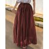 imageIDEALSANXUN Linen Skirts for Women Spring Summer Outfits A Line Elastic High Waisted Casual Lightweight Flowy Midi SkirtWine