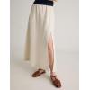 imageIDEALSANXUN Linen Skirts for Women Summer A Line Elastic High Waisted Long Maxi Skirt with SlitBeige