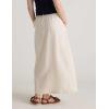 imageIDEALSANXUN Linen Skirts for Women Summer A Line Elastic High Waisted Long Maxi Skirt with SlitBeige