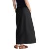 imageIDEALSANXUN Linen Skirts for Women Summer A Line Elastic High Waisted Long Maxi Skirt with SlitBlack