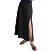 imageIDEALSANXUN Linen Skirts for Women Summer A Line Elastic High Waisted Long Maxi Skirt with SlitBlack