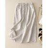 imageIDEALSANXUN Linen Skirts for Women Summer A Line Flowy Casual Drawstring High Waist Button Down Midi Skirts with SlitBeige