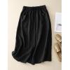 imageIDEALSANXUN Linen Skirts for Women Summer A Line Flowy Casual Drawstring High Waist Button Down Midi Skirts with SlitBlack