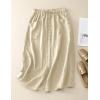 imageIDEALSANXUN Linen Skirts for Women Summer A Line Flowy Casual Drawstring High Waist Button Down Midi Skirts with SlitKhaki