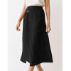 imageIDEALSANXUN Linen Skirts for Women Summer Casual Cotton A Line Elastic High Waisted Midi Skirts with PocketsBlack