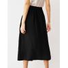 imageIDEALSANXUN Linen Skirts for Women Summer Casual Cotton A Line Elastic High Waisted Midi Skirts with PocketsBlack