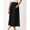 imageIDEALSANXUN Linen Skirts for Women Summer Casual Cotton A Line Elastic High Waisted Midi Skirts with PocketsBlack