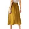 imageIDEALSANXUN Linen Skirts for Women Summer Casual Cotton A Line Elastic High Waisted Midi Skirts with PocketsYellow