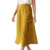 imageIDEALSANXUN Linen Skirts for Women Summer Casual Cotton A Line Elastic High Waisted Midi Skirts with PocketsYellow