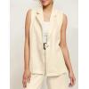 imageIDEALSANXUN Linen Vest Women Spring Summer Sleeveless Blazer Jackets Casual Lightweight Cardigan Vest Top WaistcoatBeige