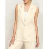 imageIDEALSANXUN Linen Vest Women Spring Summer Sleeveless Blazer Jackets Casual Lightweight Cardigan Vest Top WaistcoatBeige