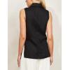 imageIDEALSANXUN Linen Vest Women Spring Summer Sleeveless Blazer Jackets Casual Lightweight Cardigan Vest Top WaistcoatBlack
