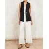 imageIDEALSANXUN Linen Vest Women Spring Summer Sleeveless Blazer Jackets Casual Lightweight Cardigan Vest Top WaistcoatBlack