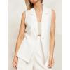 imageIDEALSANXUN Linen Vest Women Spring Summer Sleeveless Blazer Jackets Casual Lightweight Cardigan Vest Top WaistcoatWhite