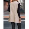 imageIDEALSANXUN Long Vest for Women Sleeveless Tweed Blazer Fall Jackets Cardigan OuterwearBeige