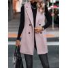 imageIDEALSANXUN Long Vest for Women Sleeveless Tweed Blazer Fall Jackets Cardigan OuterwearPink