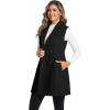 imageIDEALSANXUN Long Vest for Women Sleeveless Tweed Blazer Fall Jackets Cardigan OuterwearPure Black