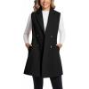 imageIDEALSANXUN Long Vest for Women Sleeveless Tweed Blazer Fall Jackets Cardigan OuterwearPure Black