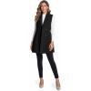 imageIDEALSANXUN Long Vest for Women Sleeveless Tweed Blazer Fall Jackets Cardigan OuterwearPure Black