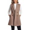 imageIDEALSANXUN Long Vest for Women Sleeveless Tweed Blazer Fall Jackets Cardigan OuterwearPure Dark Khaki