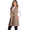imageIDEALSANXUN Long Vest for Women Sleeveless Tweed Blazer Fall Jackets Cardigan OuterwearPure Dark Khaki