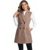 imageIDEALSANXUN Long Vest for Women Sleeveless Tweed Blazer Fall Jackets Cardigan OuterwearPure Dark Khaki