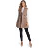 imageIDEALSANXUN Long Vest for Women Sleeveless Tweed Blazer Fall Jackets Cardigan OuterwearPure Dark Khaki